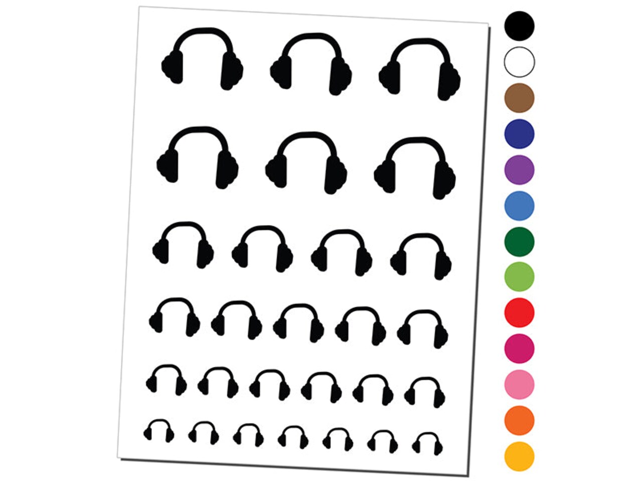 Headphones Ear Solid Temporary Tattoo Water Resistant Fake Body Art Set Collection